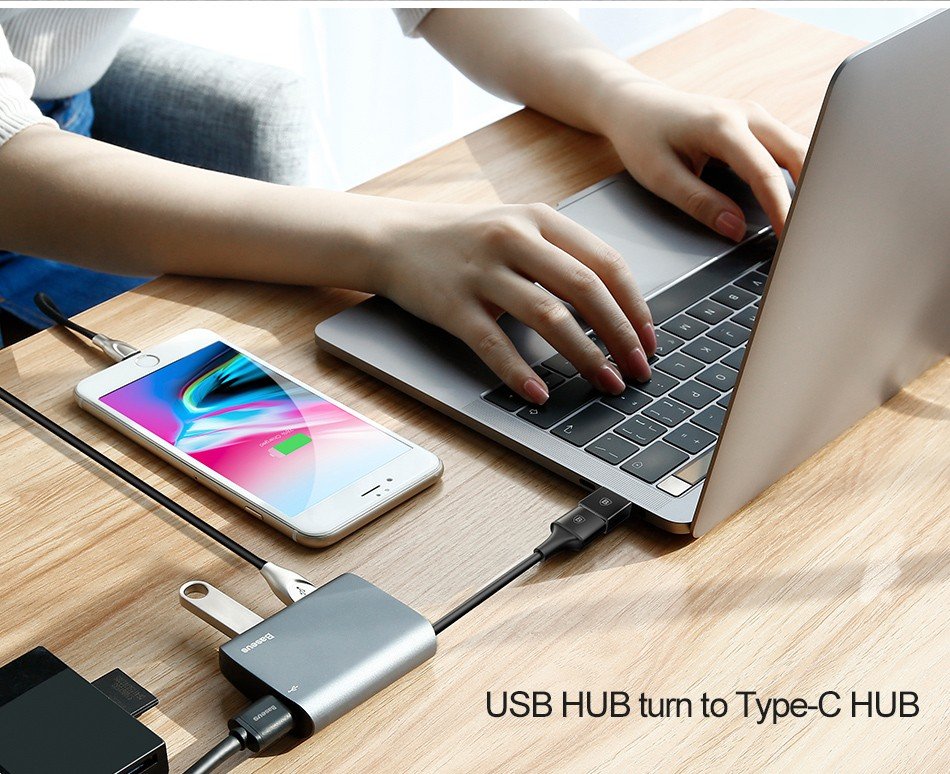 Đầu Chuyển Đổi OTG Sạc Nhanh, Truyền Dữ Liệu 2.4A Baseus Mini USB Female To Type-C Male Adapter Converter-Hàng Chính Hãng