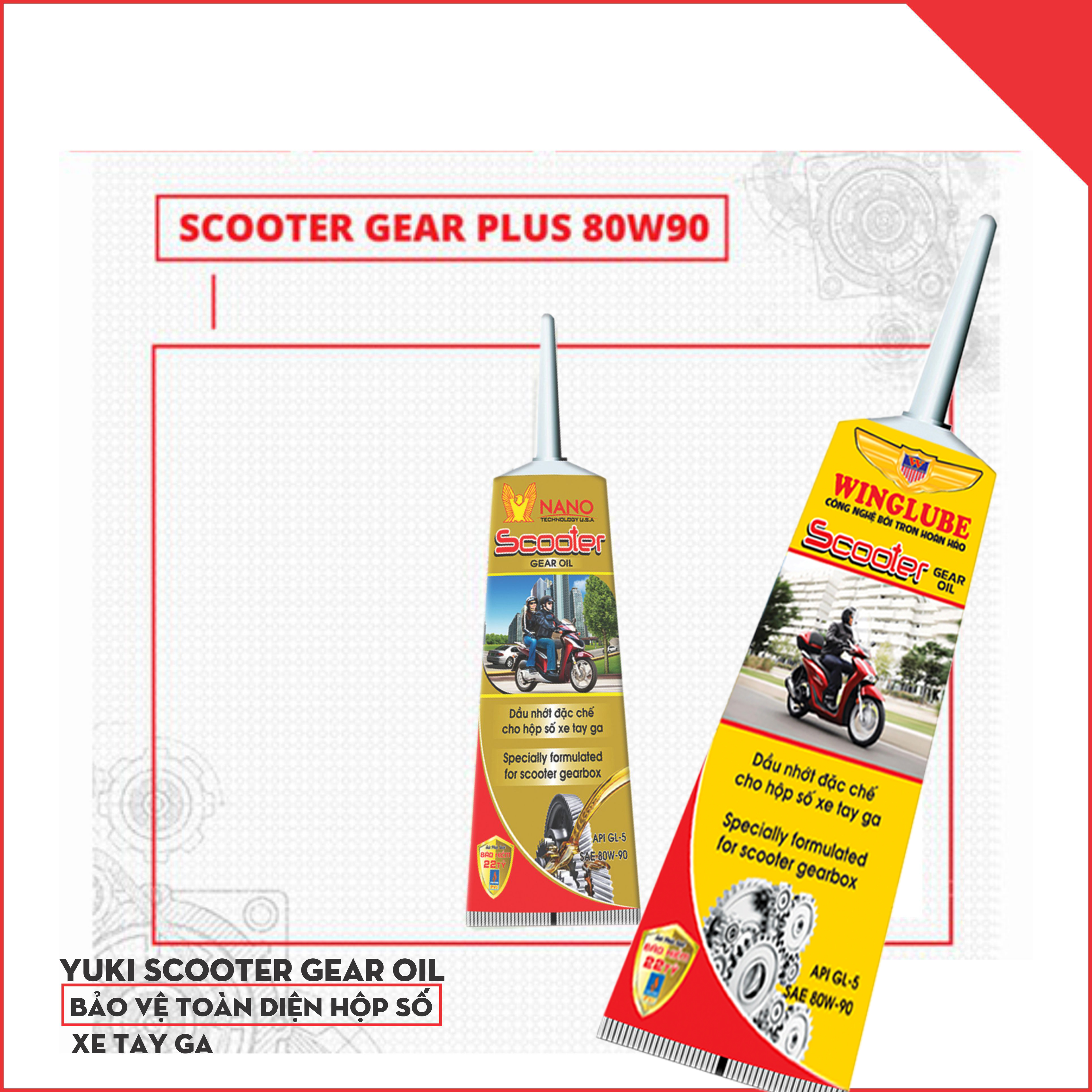 Nhớt Hộp Số Xe Ga Yuki - Wing Gear oil 120ml. Nhớt láp xe ga. Công nghệ Chống Hú, Chống Kêu Hộp Số