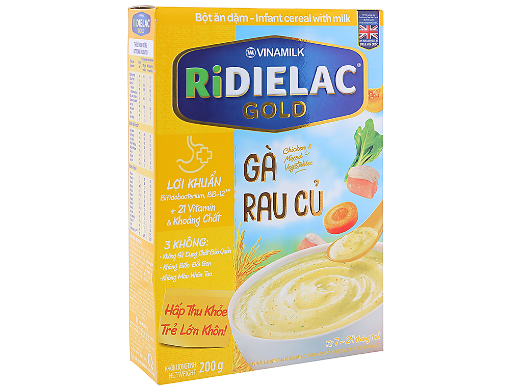 Bột ăn dặm Ridielac Gold gà rau củ hộp 200g (7 - 24 tháng)