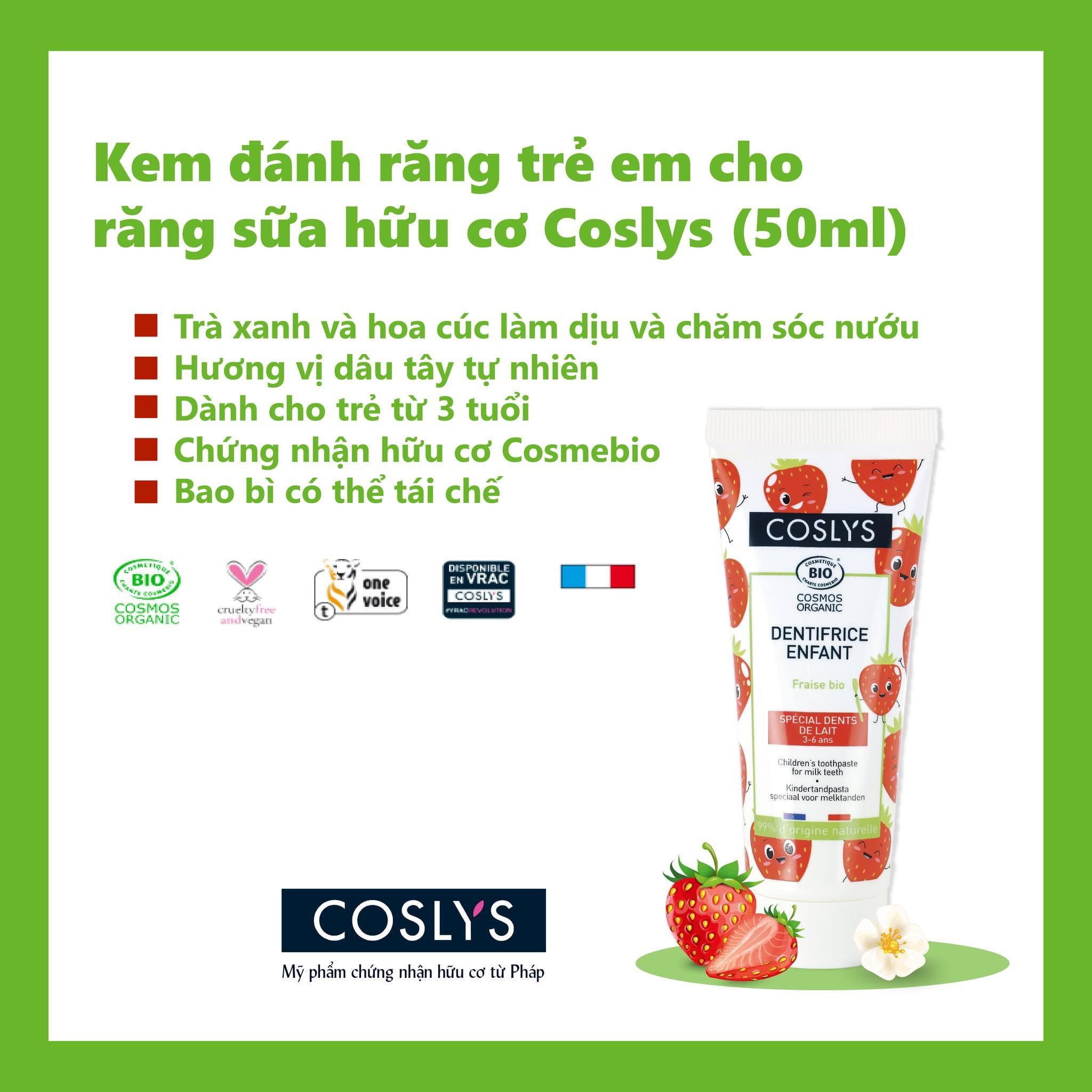 Kem đánh răng hữu cơ cho trẻ mới mọc răng sữa 50ml - Coslys