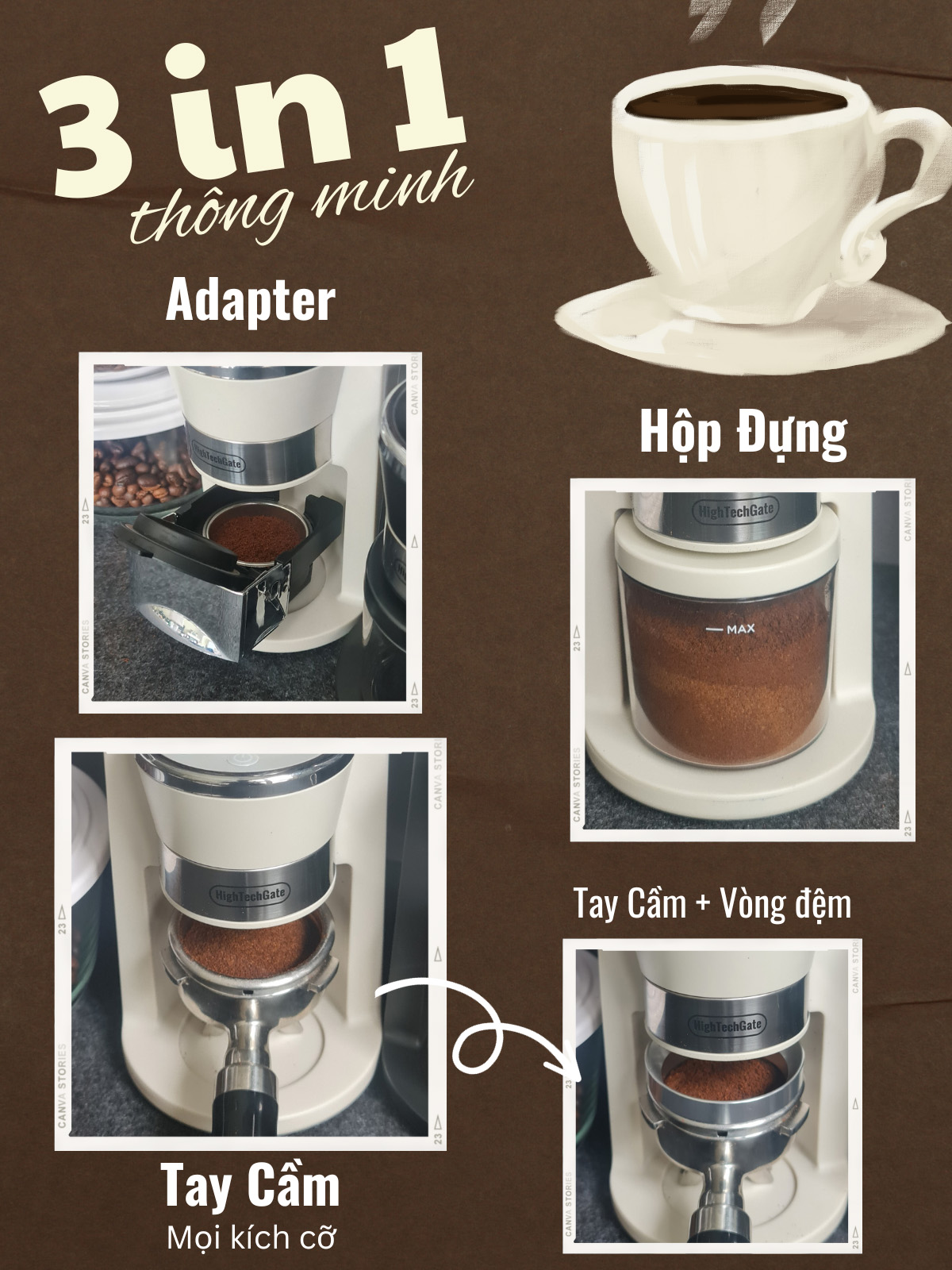 Máy Xay Cà Phê G68 Xay Hạt Cafe, 34 Cấp Xay, 3 in 1, Mọi Loại Tay Cầm, Chống Vón Cục Tĩnh Điện, Hàng Chính Hãng