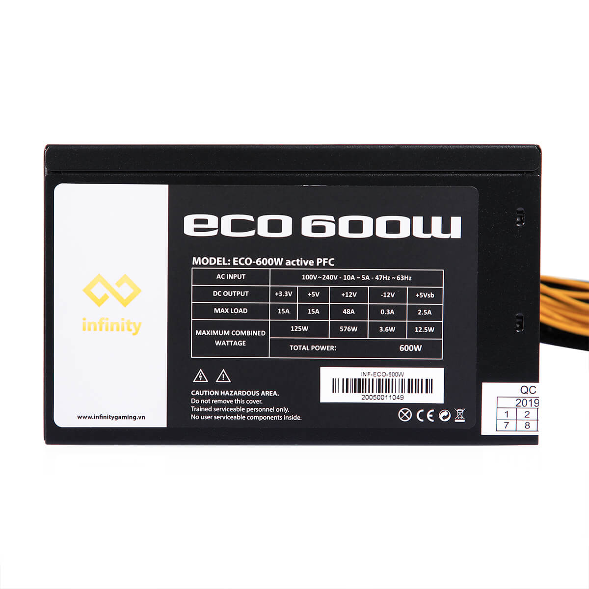 Nguồn máy tính  Infinity ECO 600W 80Plus Single Rail - True Power - Hàng Chính Hãng