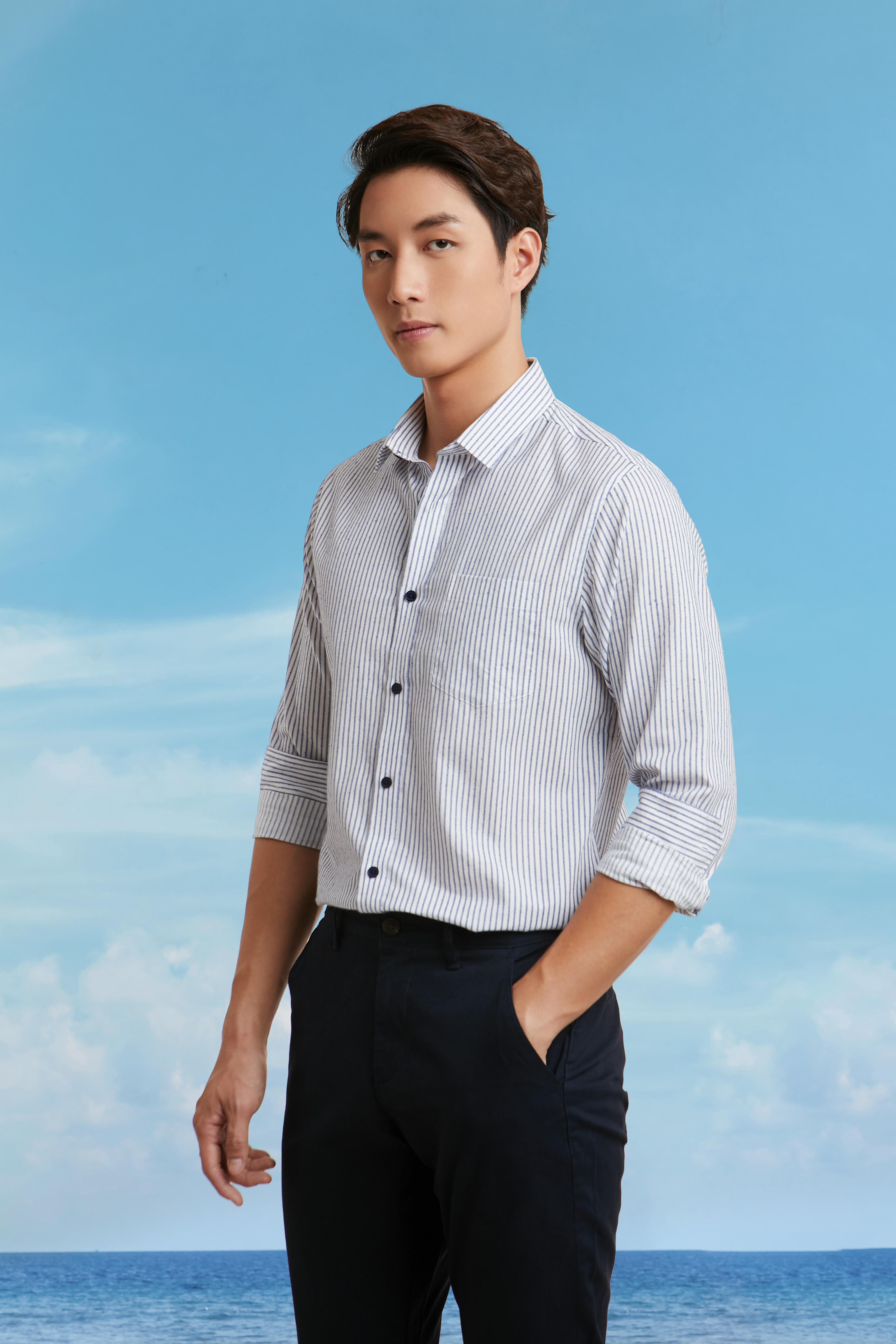 Áo Sơ Mi Sọc Nam Tay Dài Sơ Mi Công Sở Ninomaxx Thương Hiệu N&amp;M 2011072