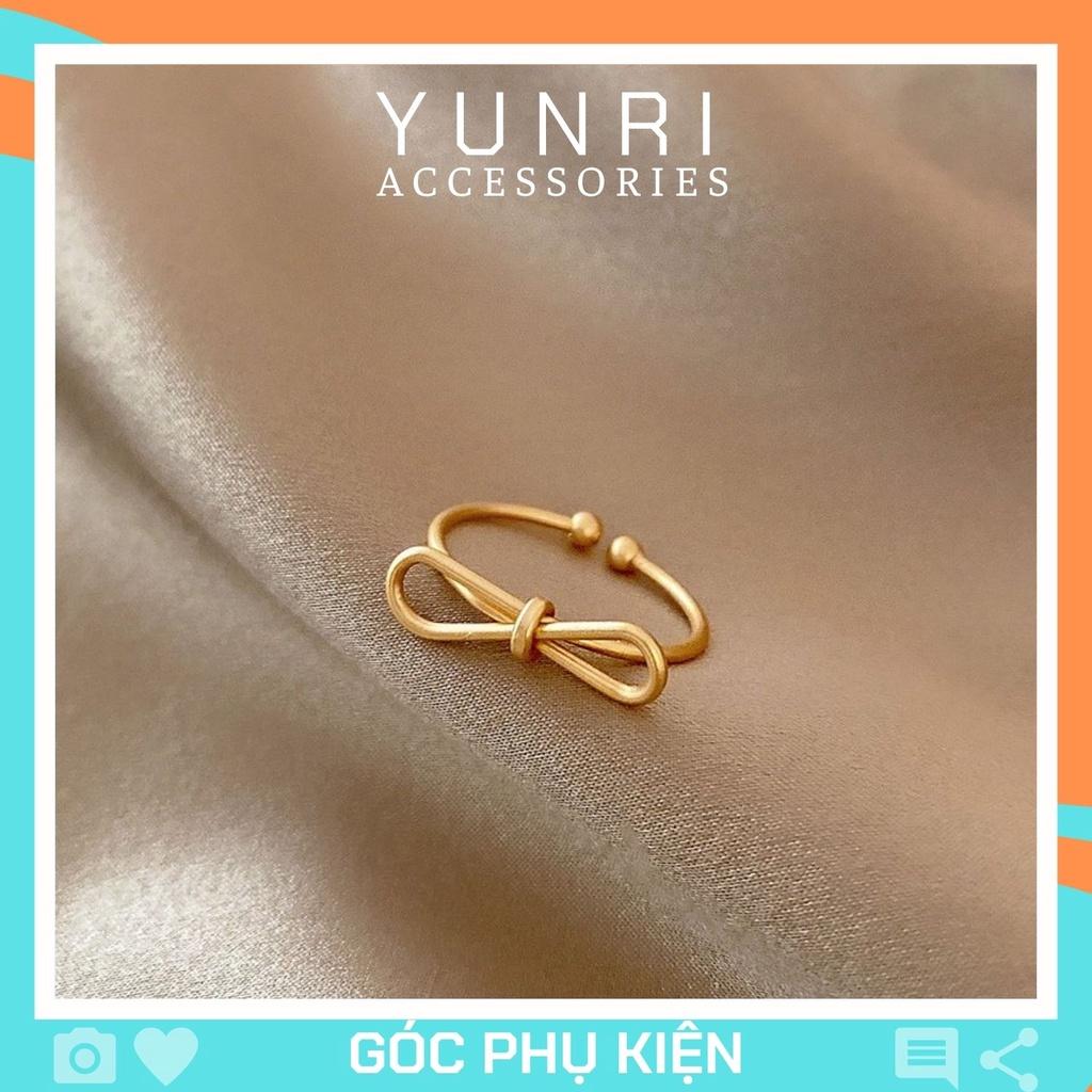 Nhẫn mạ vàng kiểu nơ đơn giản thanh lịch YUNRI ACCESSORIES