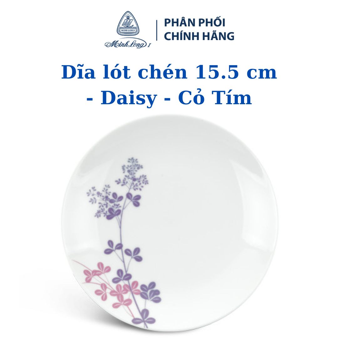 Bộ 5 dĩa lót chén 15.5 cm - Daisy - Cỏ Tím - Gốm sứ cao cấp Minh Long