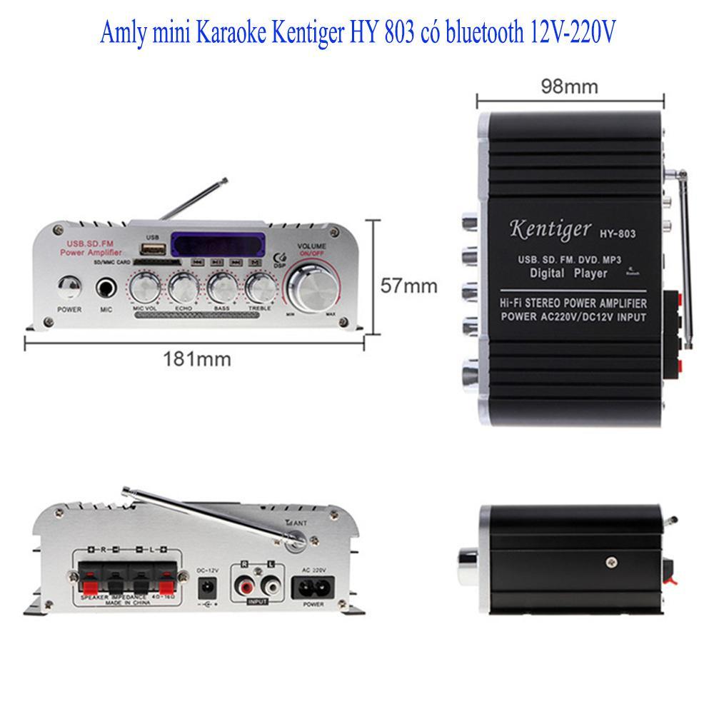 Amly ôtô mini, Ampli 12v karaoke bluetooth, Amply mini, Âm thanh bluetooth, Amly mini Karaoke Kentiger,BT-298A