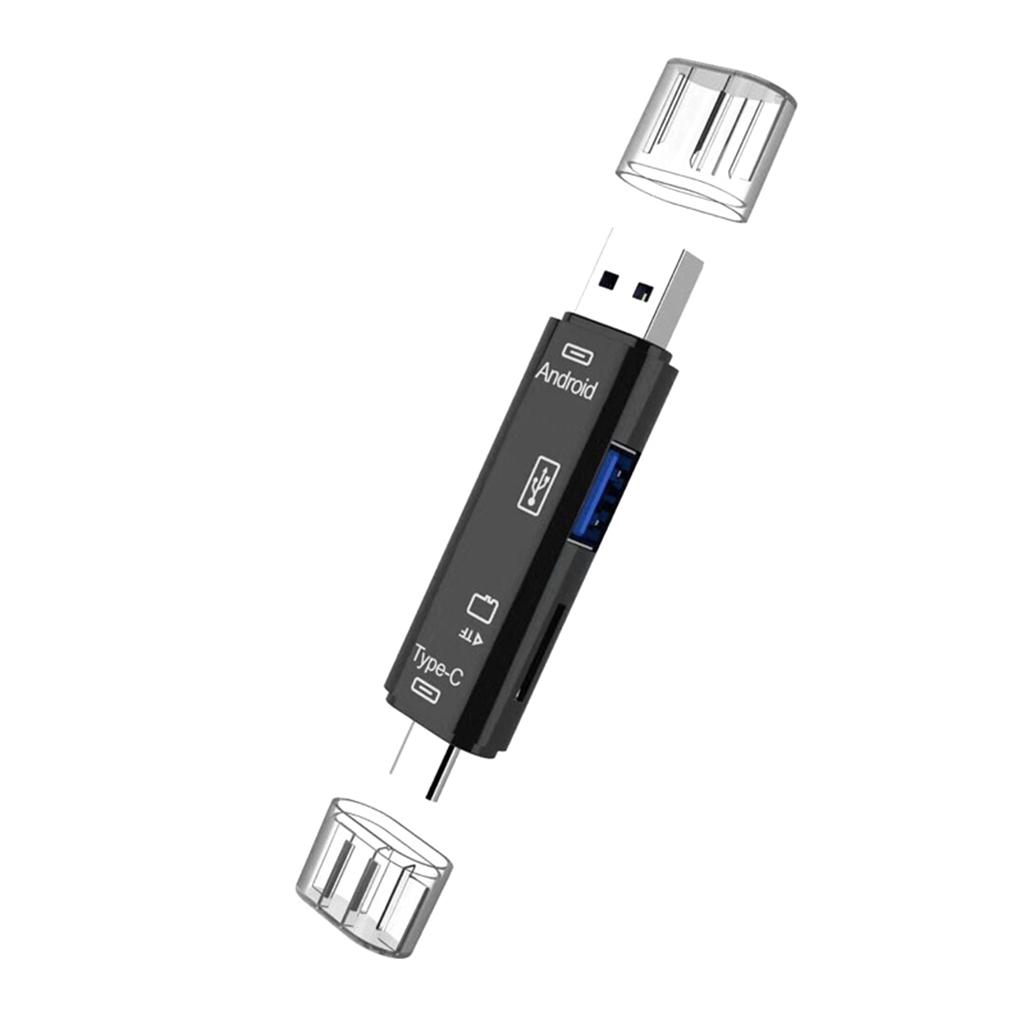 Card Reader, 3-in-1 USB 3.0 / USB C / Micro USB Card Reader - for MicroSD TF Memory Card Reader for Macbook PC Tablets Smartphones with OTG Function
