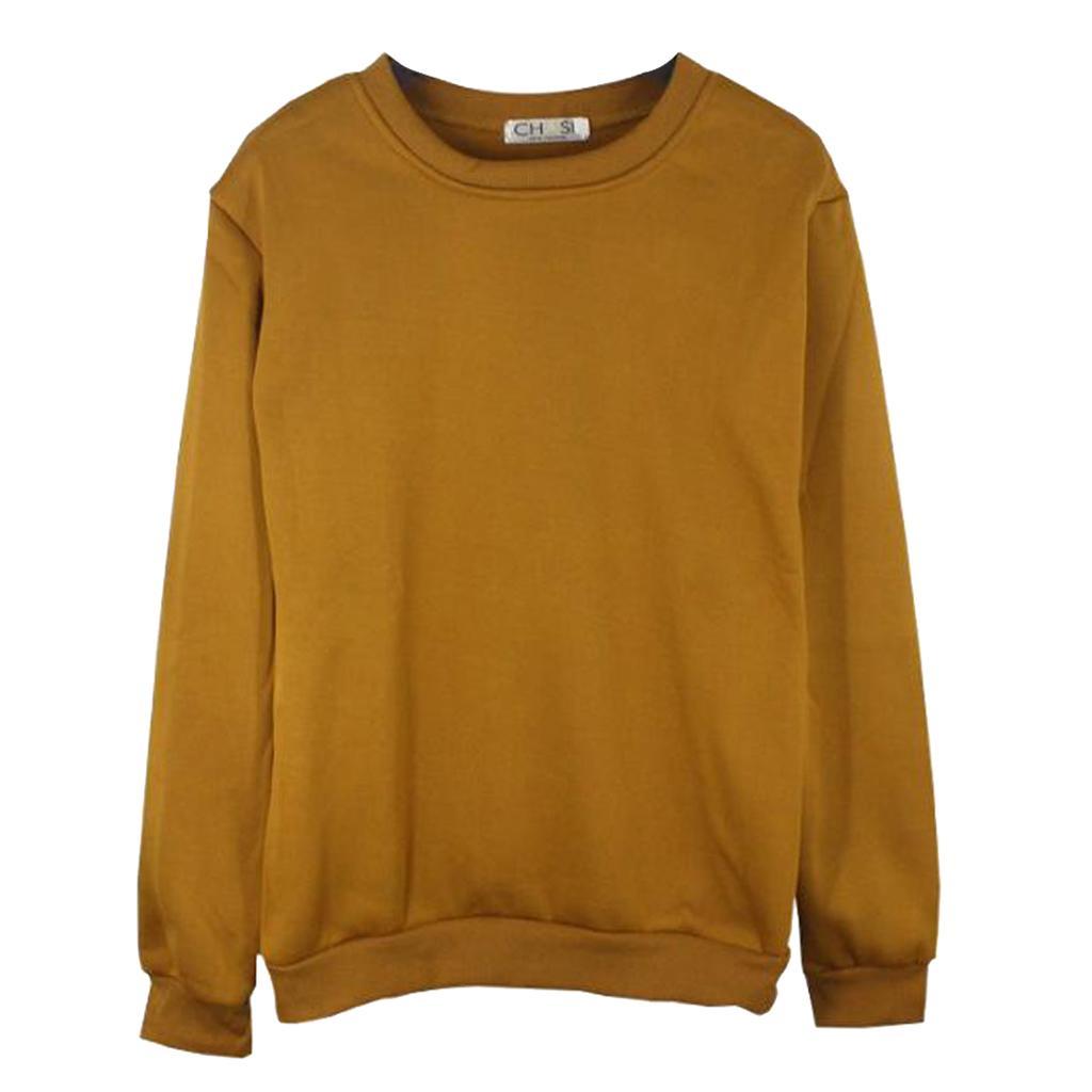 Men's Women's Crewneck Fleece Sweatshirt Plain Pullover Crew Neck 2XL
