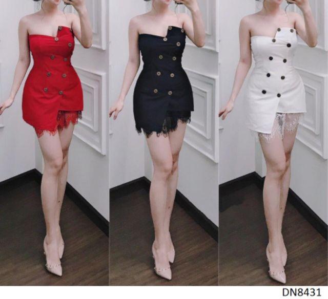 Sét áo ống kaki nút chân váy ren
