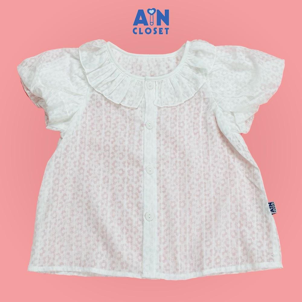 Áo Sơ mi Ngắn tay bé gái họa tiết Hoa Cẩm Cù trắng tay phồng cotton boi - AICDBGXJU3PW - AIN Closet