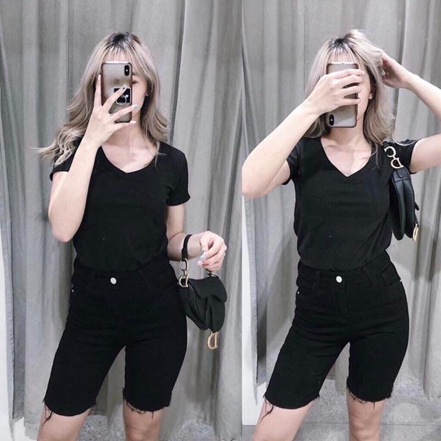 Quần jean nữ ngố cạp cao chất bò jean thun co dãn màu đen / xám / xanh