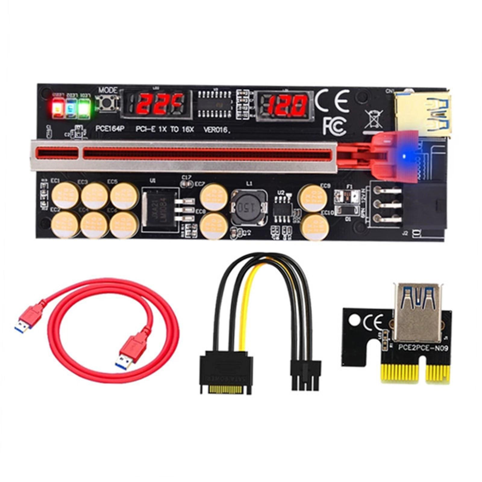 PCIe Riser Adapter Card, 1x to 16x Multiplier Graphics Card Enhanced PCIe for Computer