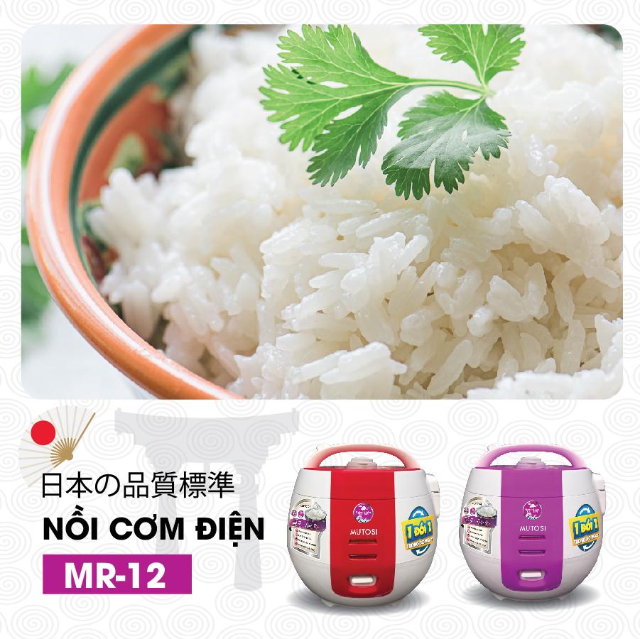 Nồi cơm điện chống dính 1.2L Mutosi MR-12 (Đỏ) - Hàng chính hãng