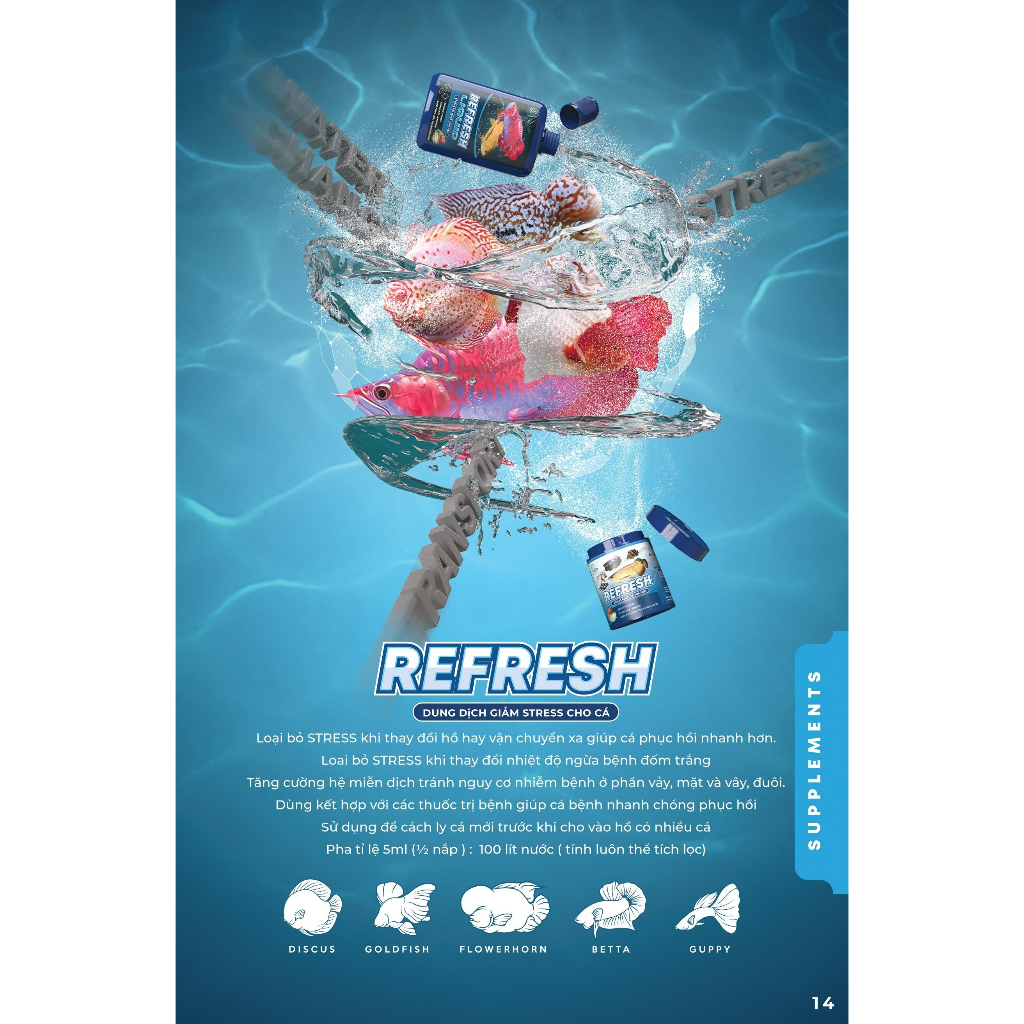Vitamin REFRESH Liquid Dưỡng Cá dành cho mọi loại cá cảnh - HÀNG CÔNG TY