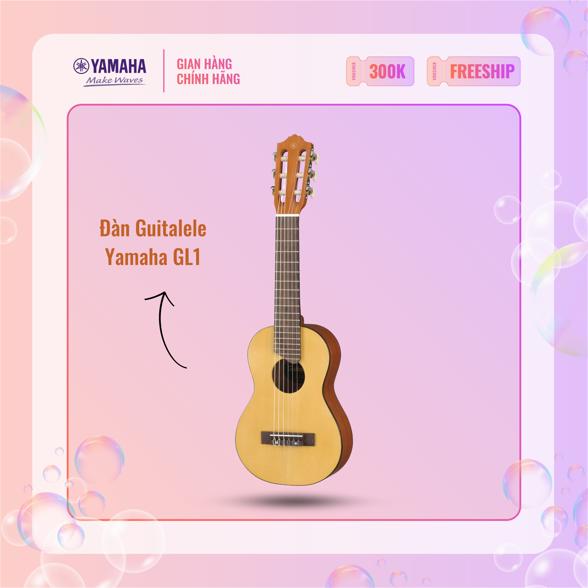 Đàn Guitalele YAMAHA GL1 kèm túi đựng - Guitar dây nylon theo phong cách Ukulele, mặt đàn gỗ vân sam, nhỏ gọn, sản phẩm chính hãng