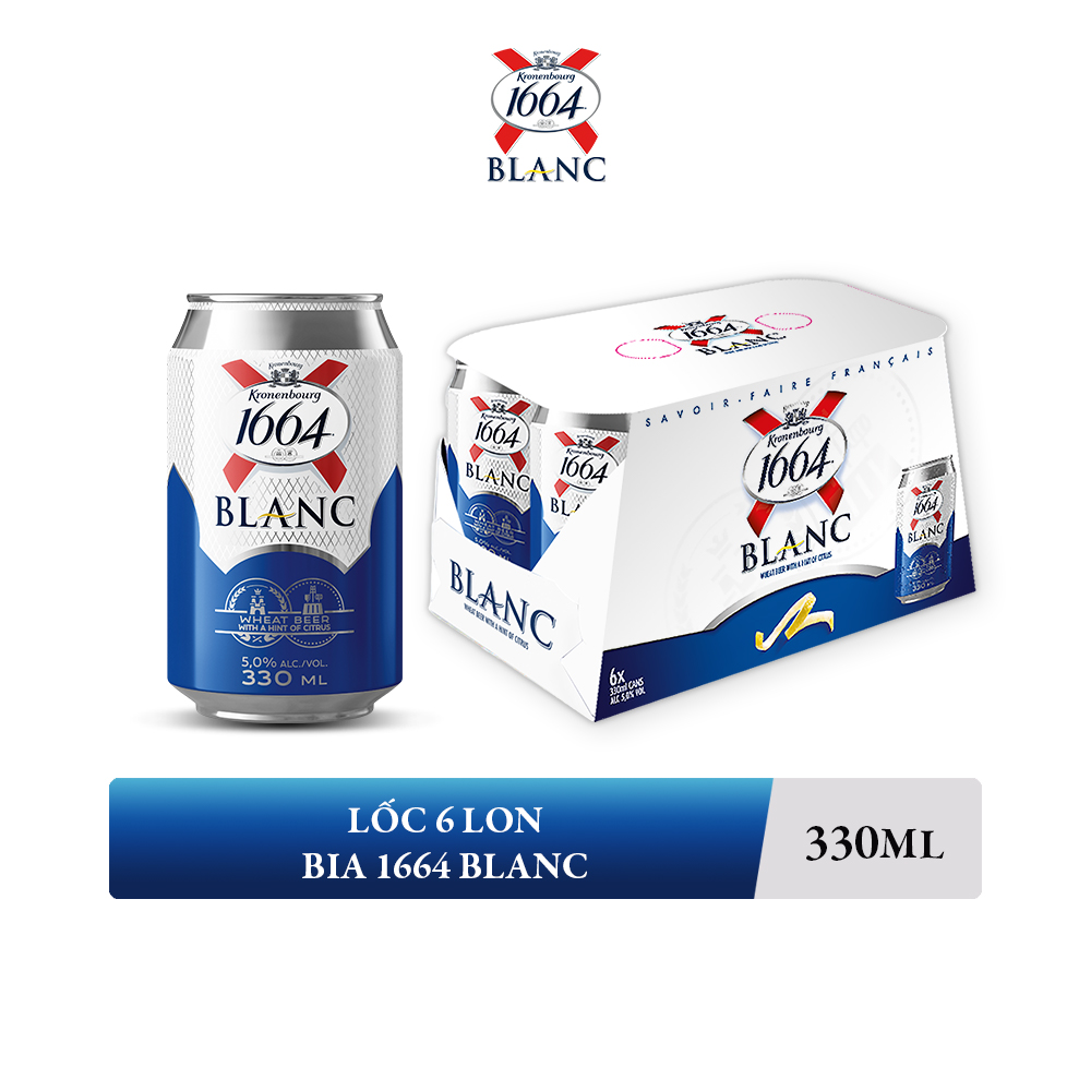 Lốc 6 lon bia Kronenbourg 1664 Blanc 330ml