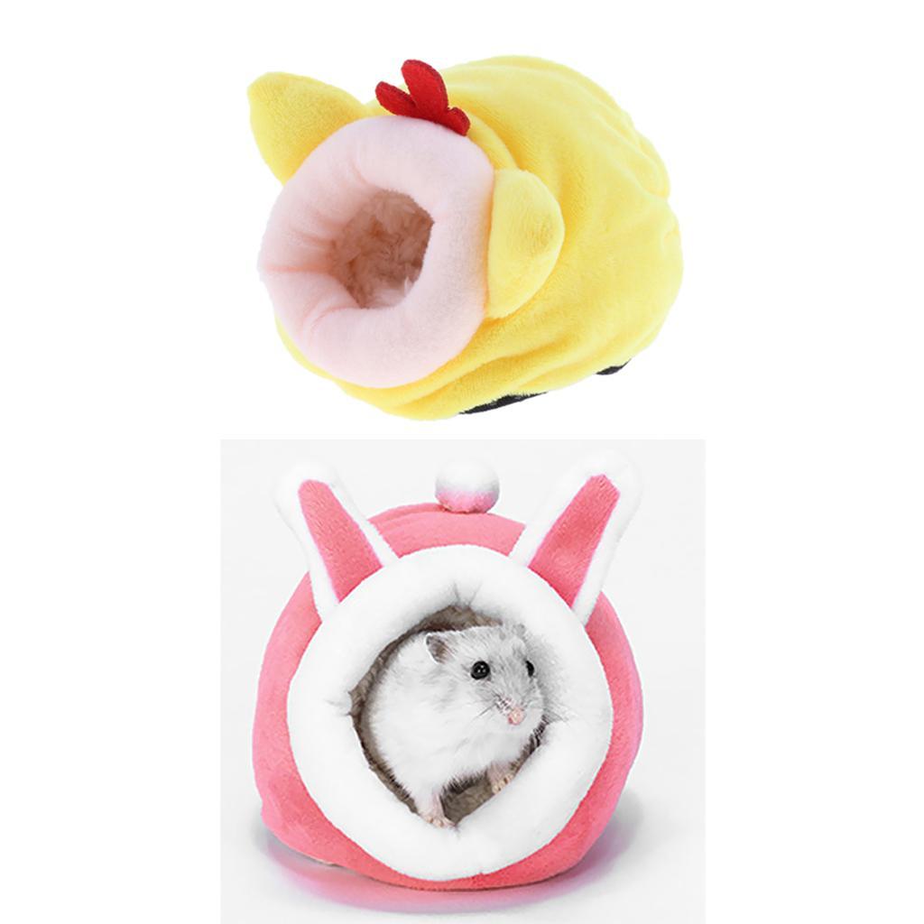 2 Pcs Warm Small Animal Bed Hamster Cotton Nest Chinchilla Habitat House