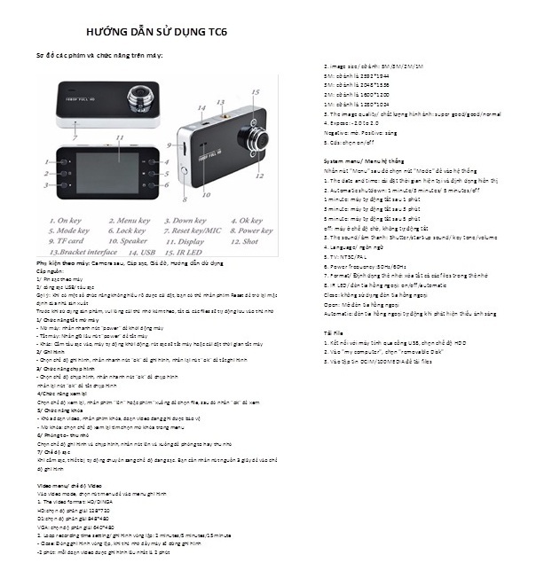 Camera hành trình TC6/ Hàng nhập khẩu