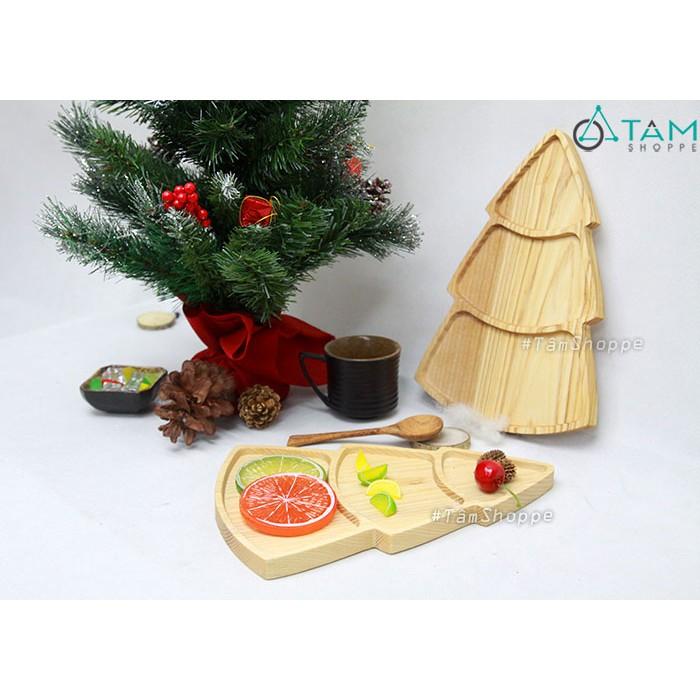 Khay gỗ hình cây thông Noel chia 03 ngăn W-KHAY-30