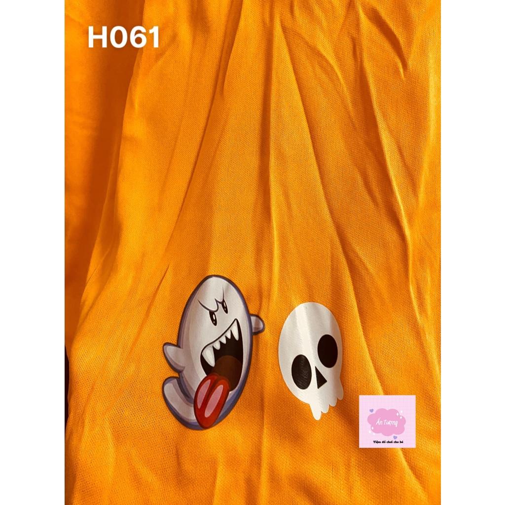 Set áo choàng mũ phù thủy cánh dơi hoạ tiết bí ngô hóa trang Halloween