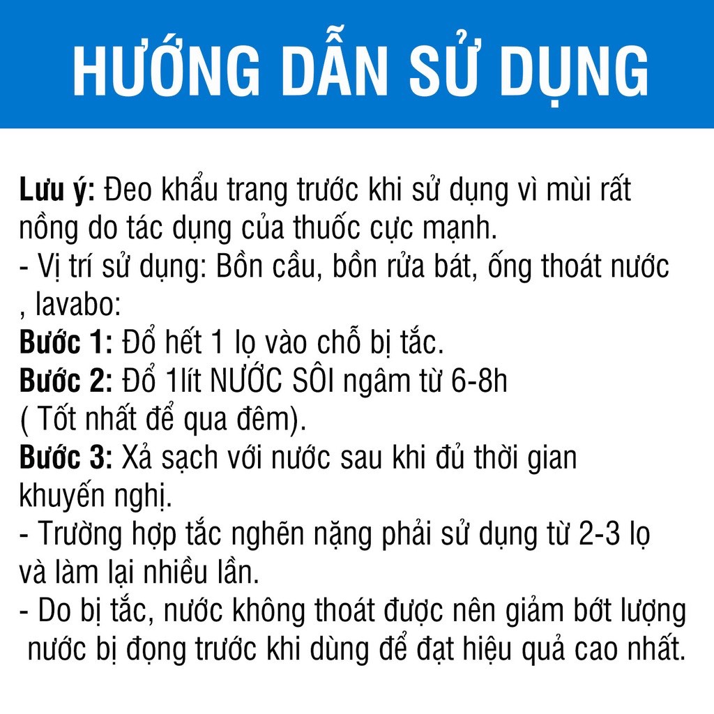 Bột thông cống HGO SUPER thông tắc bồn cầu, bồn rửa bát, đường ống cực mạnh, an toàn với đường ống - Hộp 250g