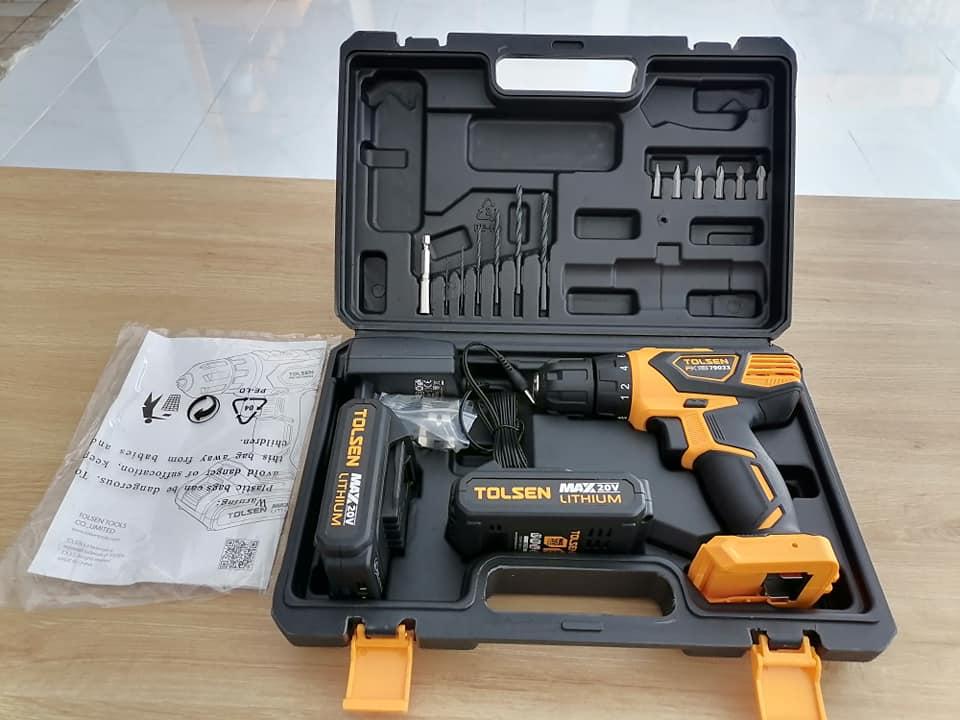 MÁY KHOAN PIN 2 TỐC ĐỘ 10MM 20V TOLSEN 79033 - HÀNG CHÍNH HÃNG