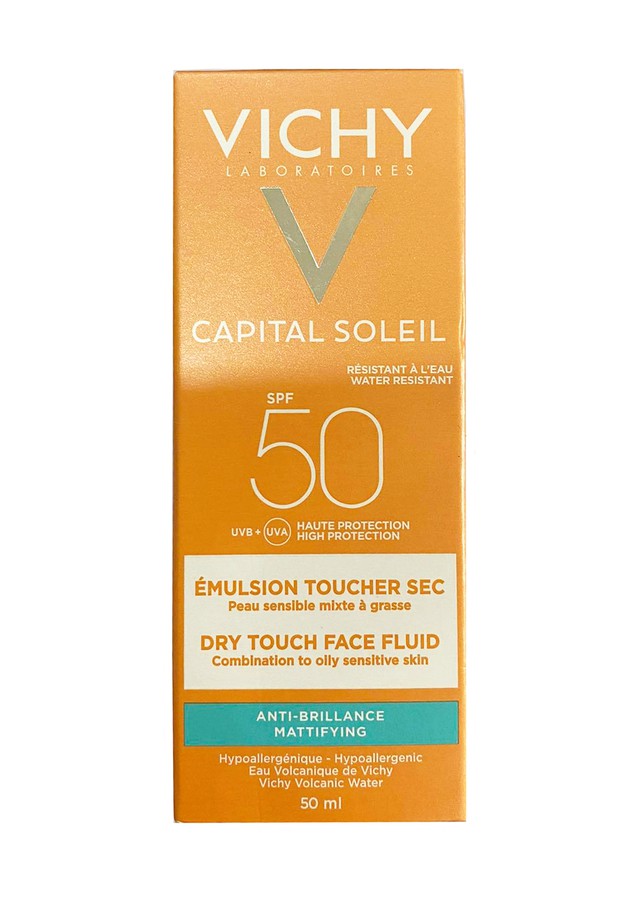 Kem Chống Nắng Bảo Vệ Da Mặt Không Gây Nhờn Rít Vichy Ideal Soleil Mattifying Face Fluid Dry Touch SPF50 50ml