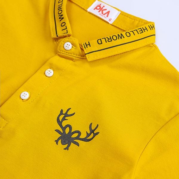 Áo Polo bé trai -Pika kids- Áo có cổ bé trai chất liệu cotton in hình dễ thương - Quần áo trẻ em từ 22-40kg