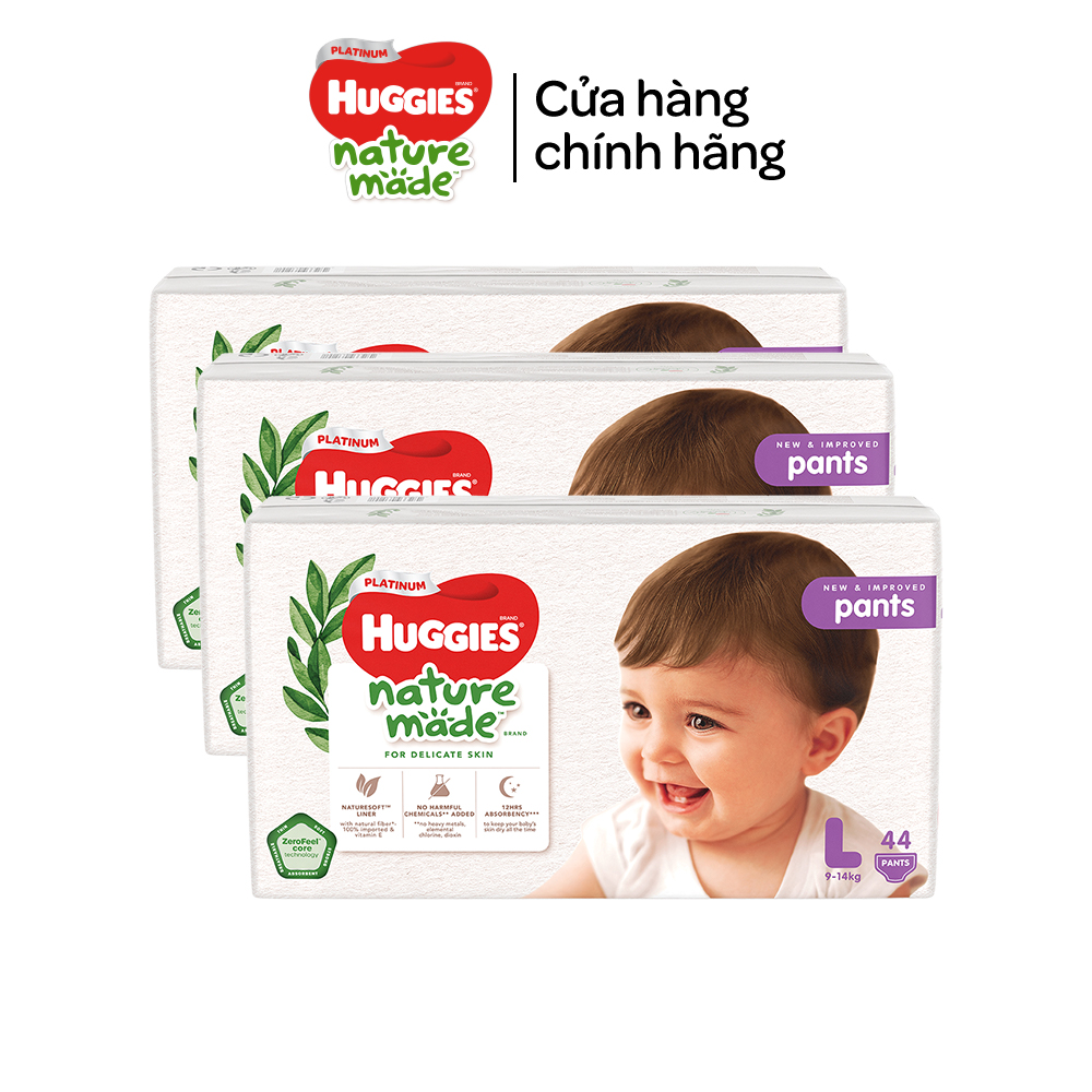 Combo 3 Tã/Bỉm quần Huggies Platinum NatureMade M58/L44/XL38/XXL26