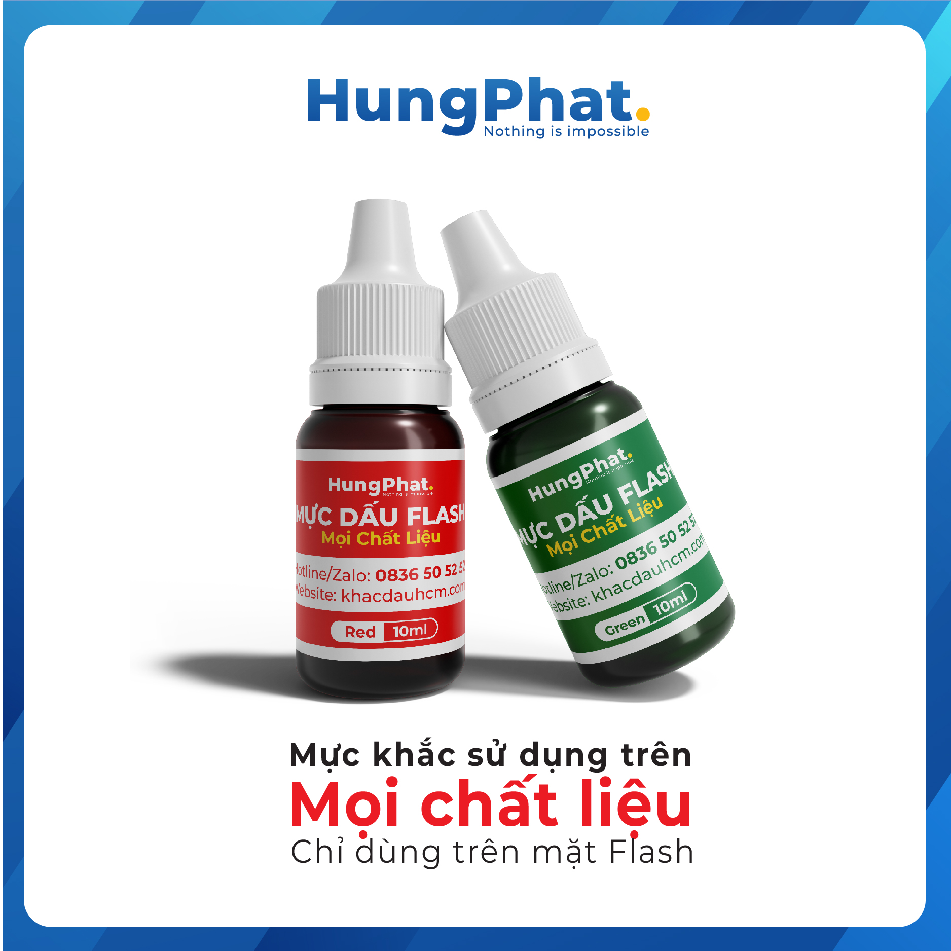 Mực dấu flash in trên mọi chất liệu, mực chuyên dụng chai 10ml