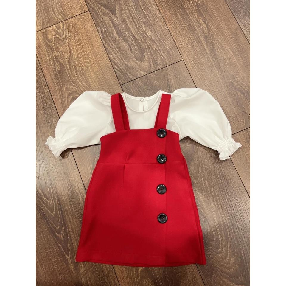 Váy bé gái ,váy yếm đỏ 2 dây kết hợp với áo trắng SIÊU DỄ THƯƠNG Sinh Nhật 8-23kg Angel Baby Thời Trang Thiết Kế