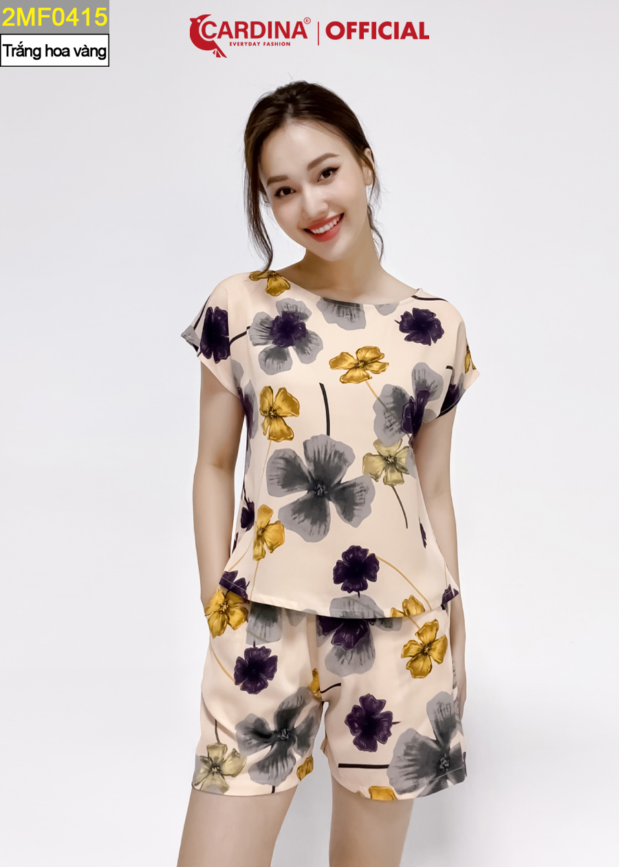 Đồ Bộ Nữ CARDINA Chất Lụa Mango Áo Cộc Tay Quần Đùi 2MF04