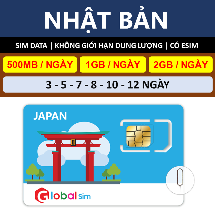 SIM DU LỊCH NHẬT BẢN - KHÔNG GIỚI HẠN DATA TỐC ĐỘ THẤP