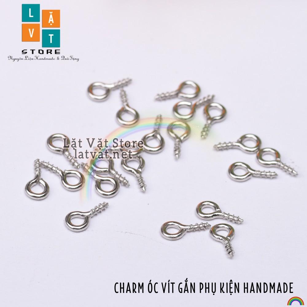 10cái Charm phụ kiện ốc vít đinh xoắn nhỏ gắn đồ handmade, đất sét tự khô