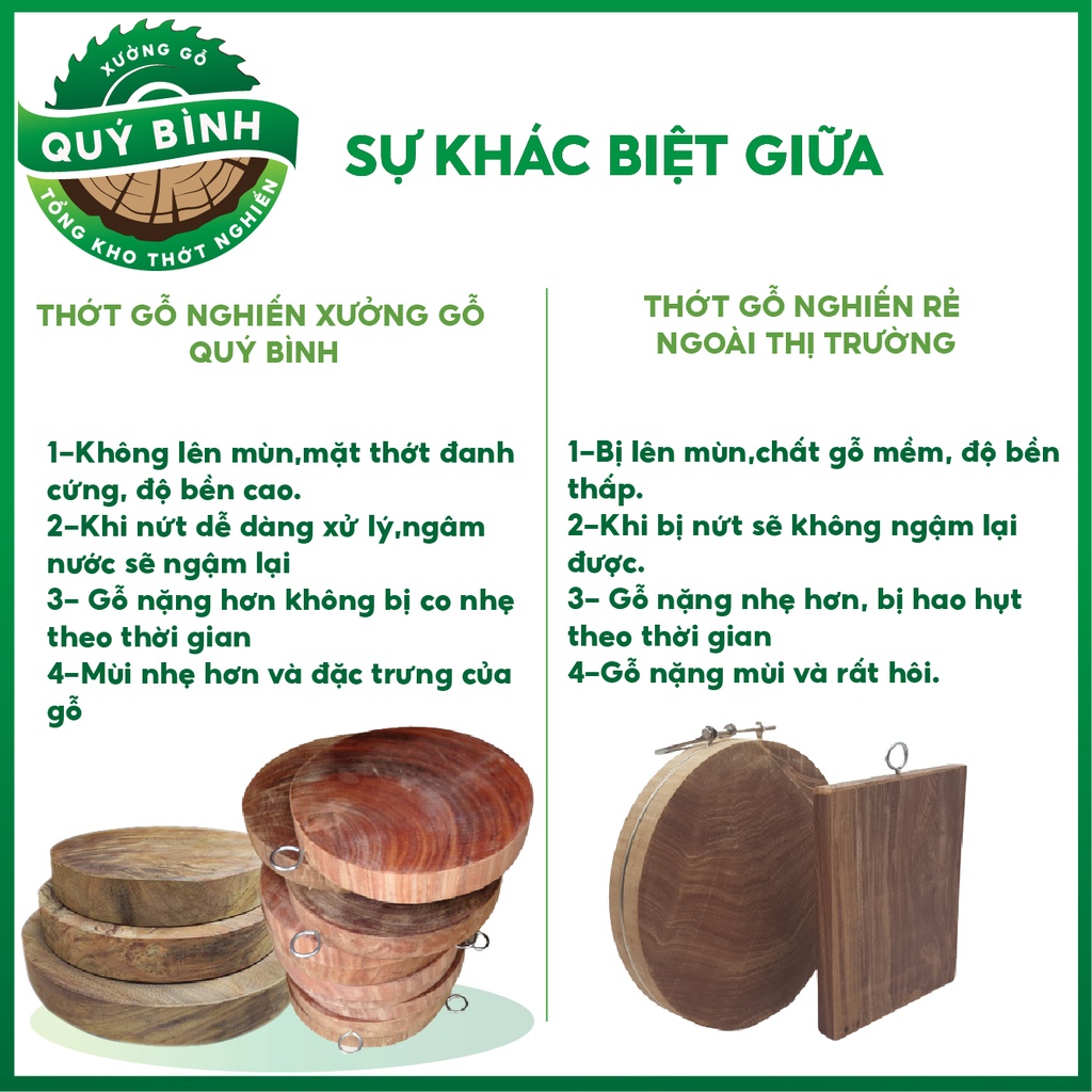 Thớt Gỗ Nghiến Tây Bắc ,Xưởng Gỗ Quý Bình Chuyên Thái ,Kích Thước 33x23 cm,Thớt Vuông Chuyên Thái