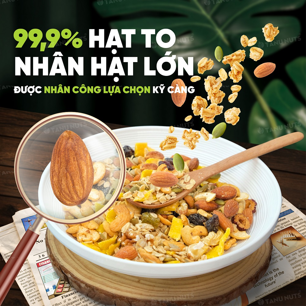 Hình ảnh Granola siêu hạt 35% yến mạch TANU NUTS hũ 500g, ngũ cốc granola ăn kiêng giảm cân dinh dưỡng