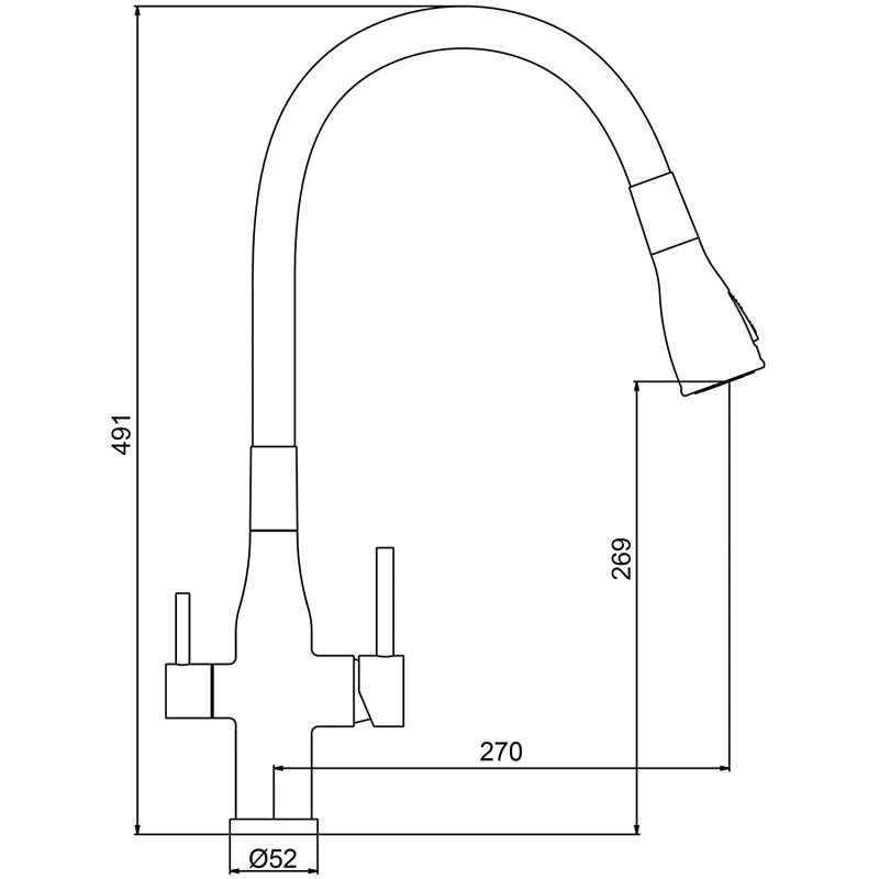Vòi bếp 3 đường nước Gappo G4399-65