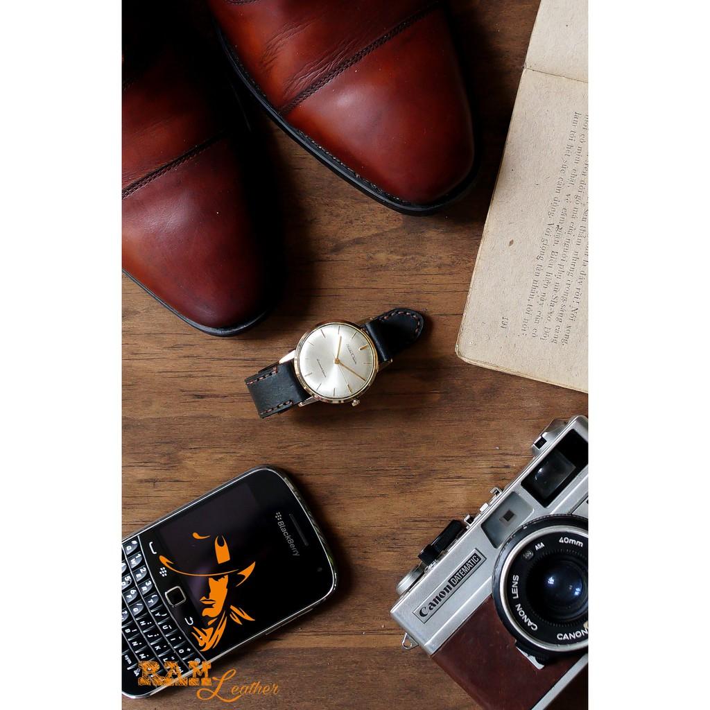 Dây đồng hồ RAM Leather da bò đen - RAM classic black