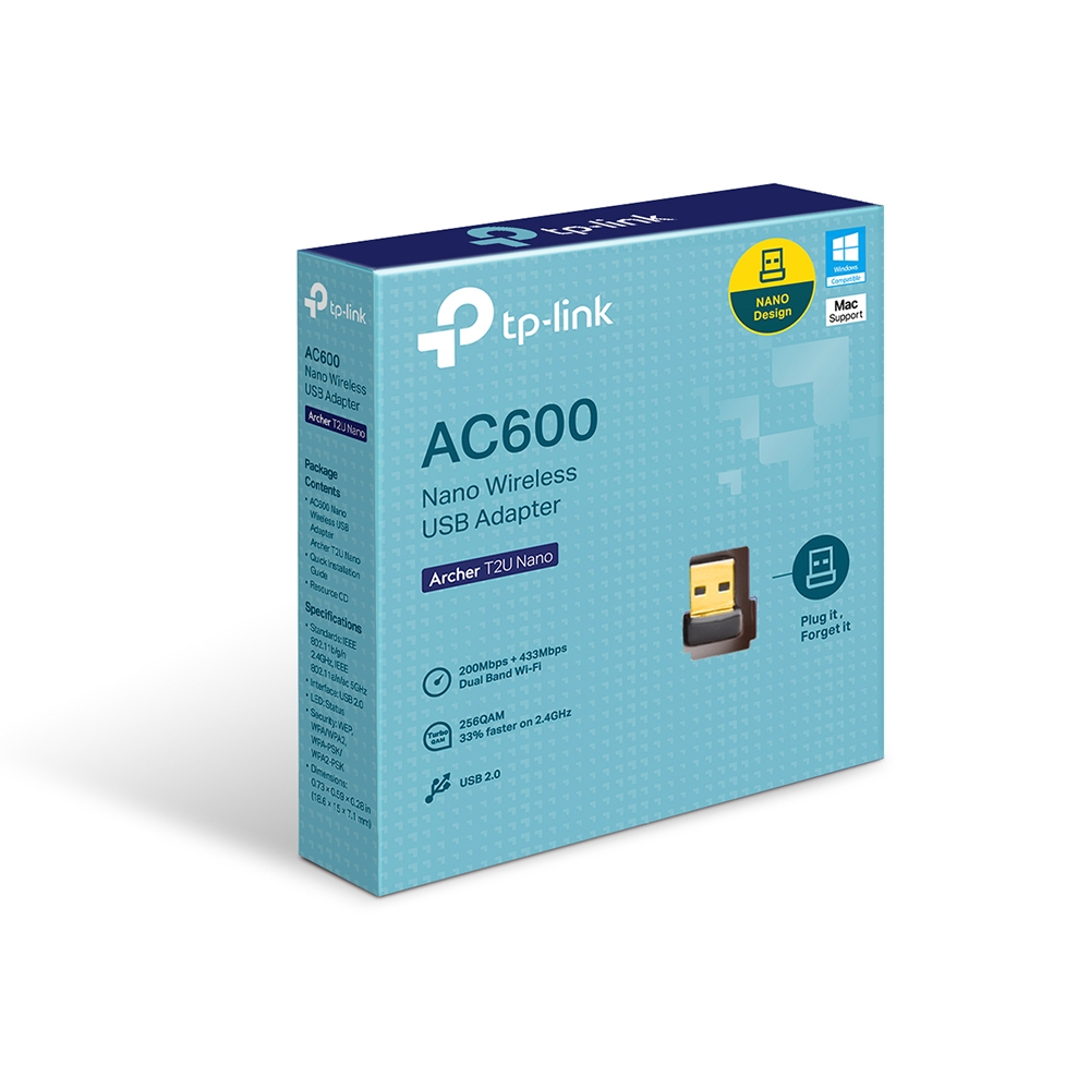 Cạc mạng không dây TP-Link USB Archer T2U Nano - Hàng chính hãng FPT phân phối