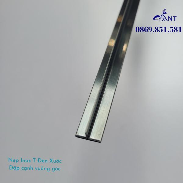 Nẹp Inox T10 Đen Xước, Nẹp trang trí, nẹp bảo vệ, nẹp inox T10 bào chấn vuông cạnh, dày 0.8, thanh dài 2m44