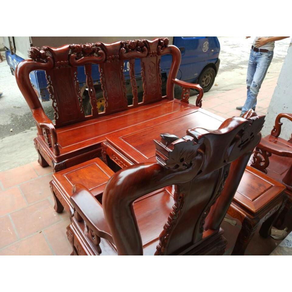 Bộ bàn ghế gỗ phòng khách minh quốc đào gỗ hương vân