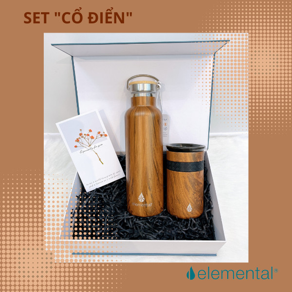 Bình giữ nhiệt Elemental cao cấp, set quà Cổ Điển,quà tặng ý nghĩa tặng người thân