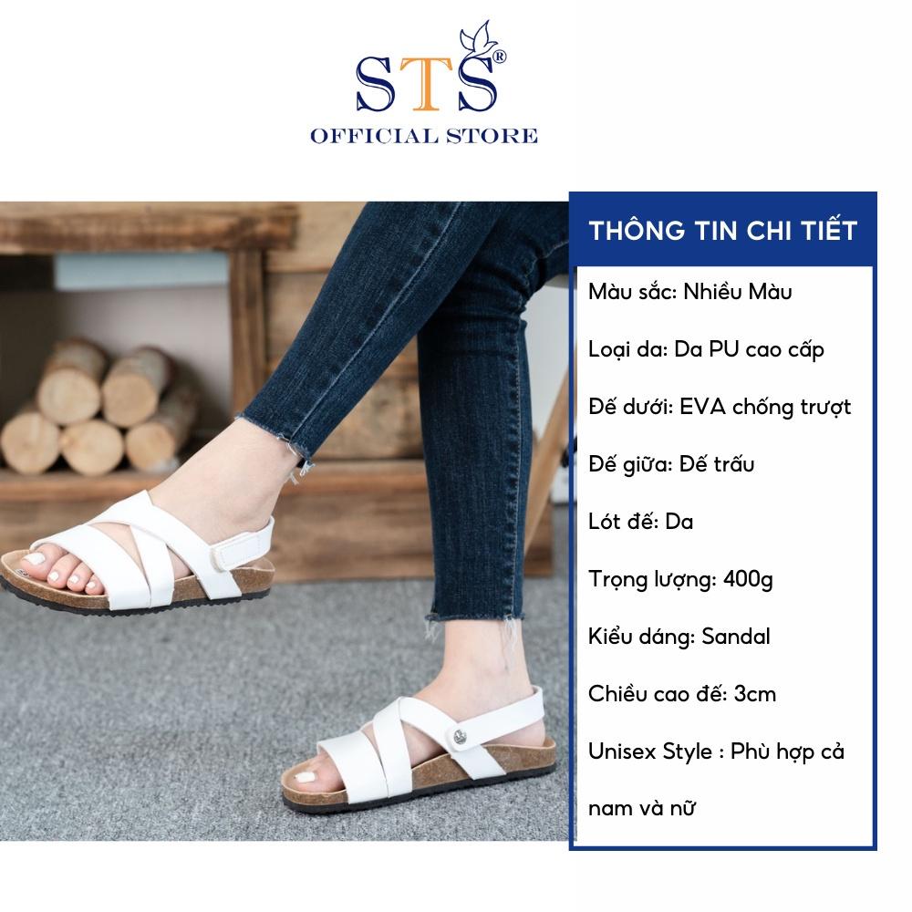 Giày Sandal Đế Trấu Nam nữ quai chéo Da Pu cao cấp xuất khẩu, mặt lót PU kem chống nước nhiều màu sắc mã KPU21