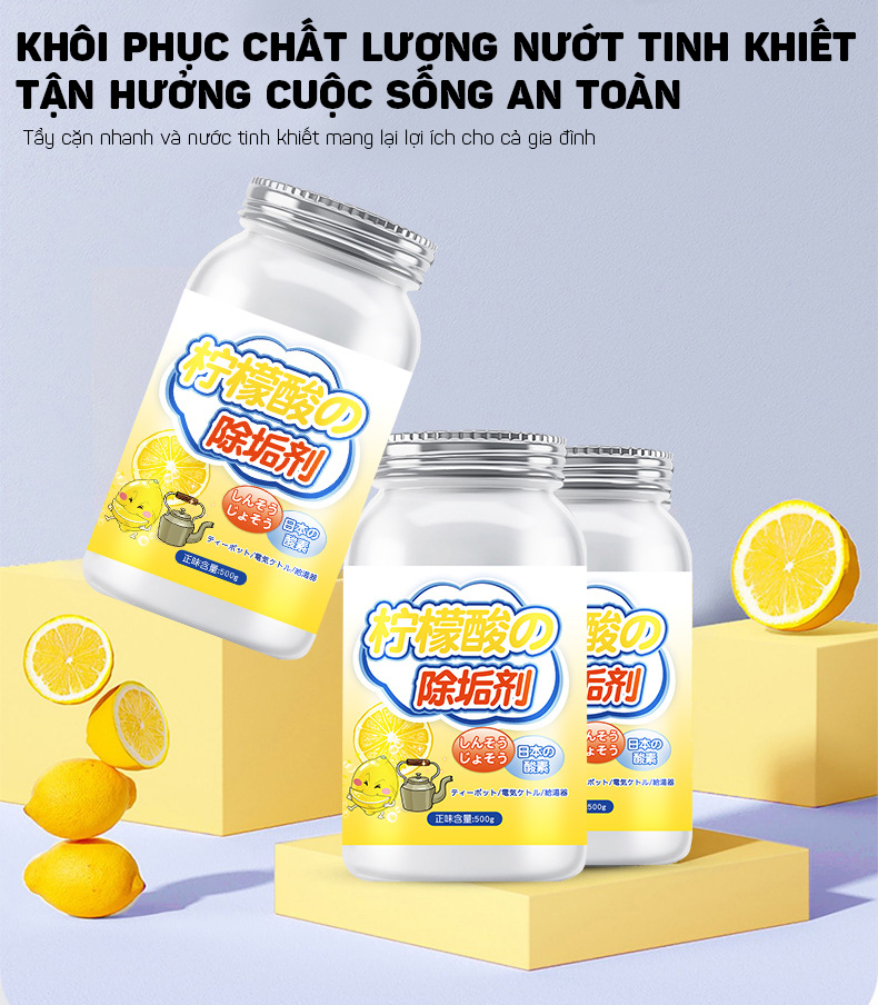 Bột Tẩy Rửa Cặn Trà, Cặn Cà Phê Cho Bình Đun Nước, Bình Giữ Nhiệt, Ấm Trà 500g- Hàng Nhập Khẩu