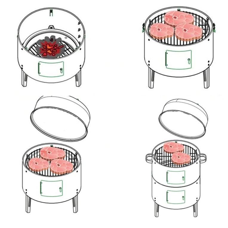 Lò nướng đứng BBQ 3in1 dành cho cắm trại , dã ngoại ngoài trời - Home and Garden