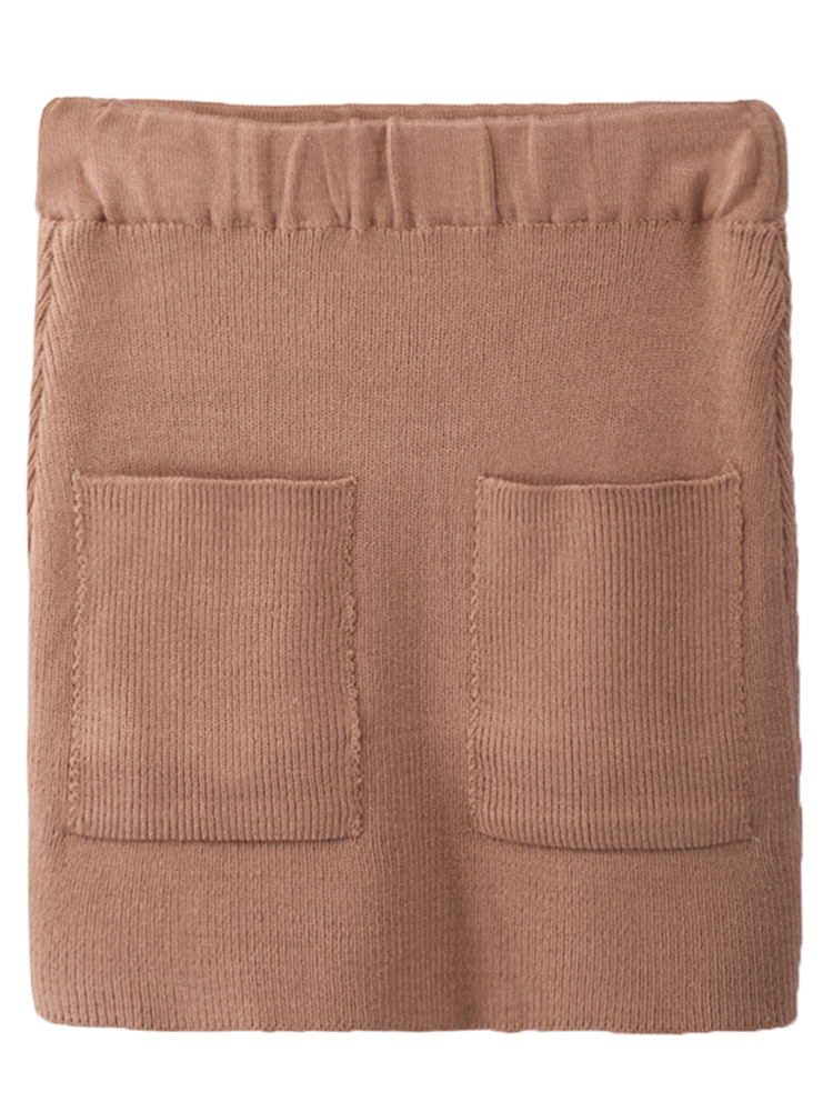 Fashion Women Knitted Mini Skirt Ribbed Pockets Slim Solid Autumn Winter Casual Short Skirt