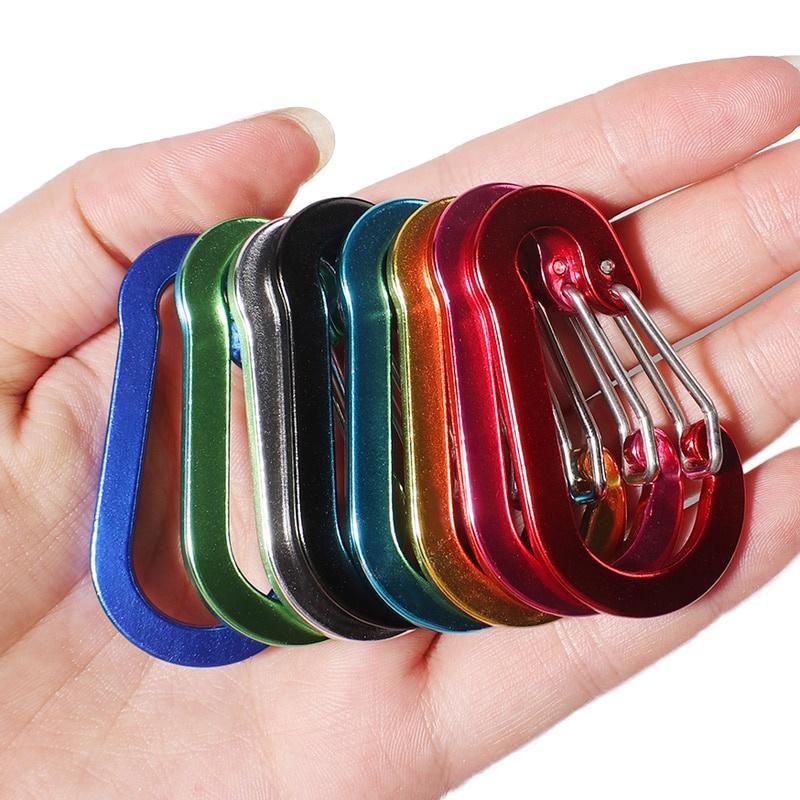 10pcs Multicolor Carabiner Keychain Alluminum Alloy D-ring Buckle Spring Carabiner Snap Hook Clip Keychains Outdoor Camping Tool