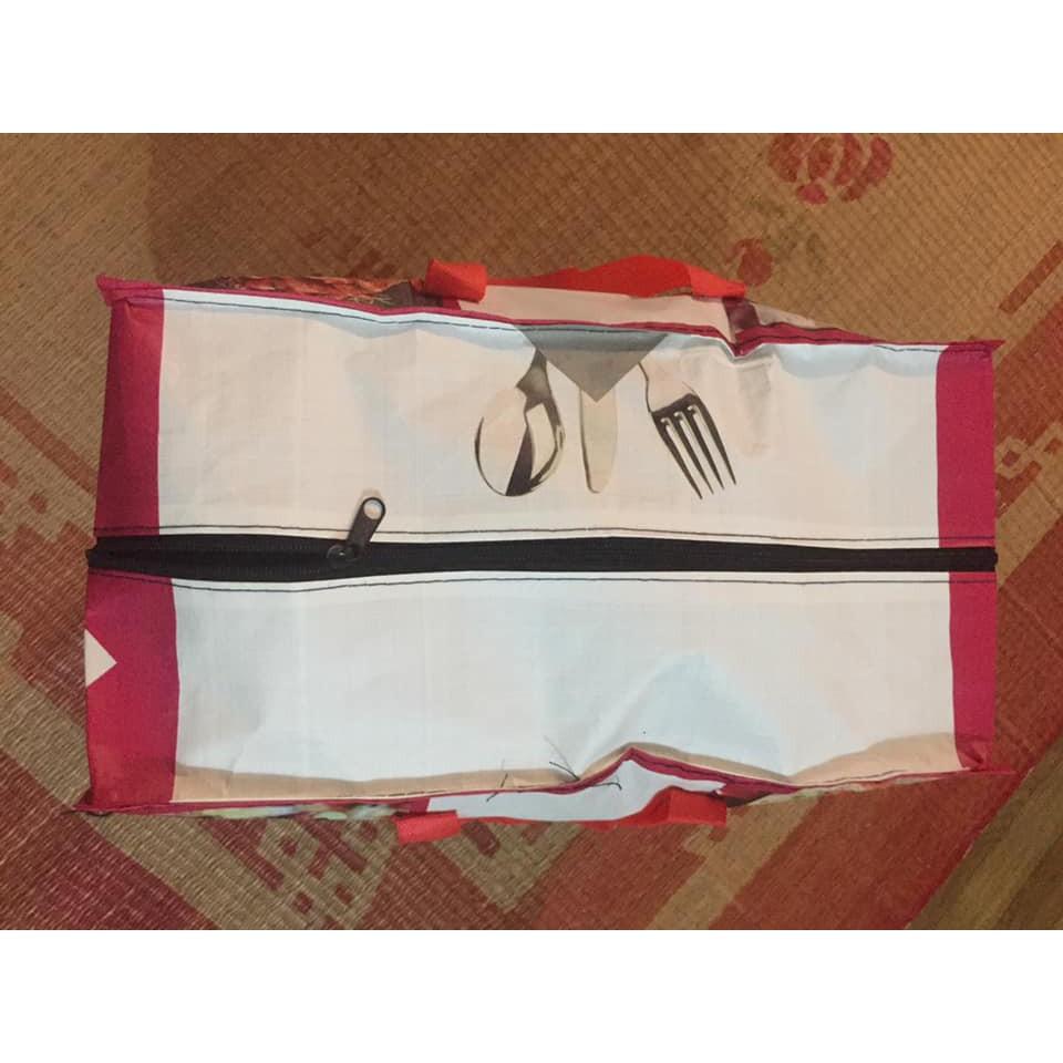 Túi bạt dứa nhỏ in hình thiên nhiên, hoa quả - KT 35x40x15cm thuận tiện đi chợ, đựng quần áo đi chơi, về quê