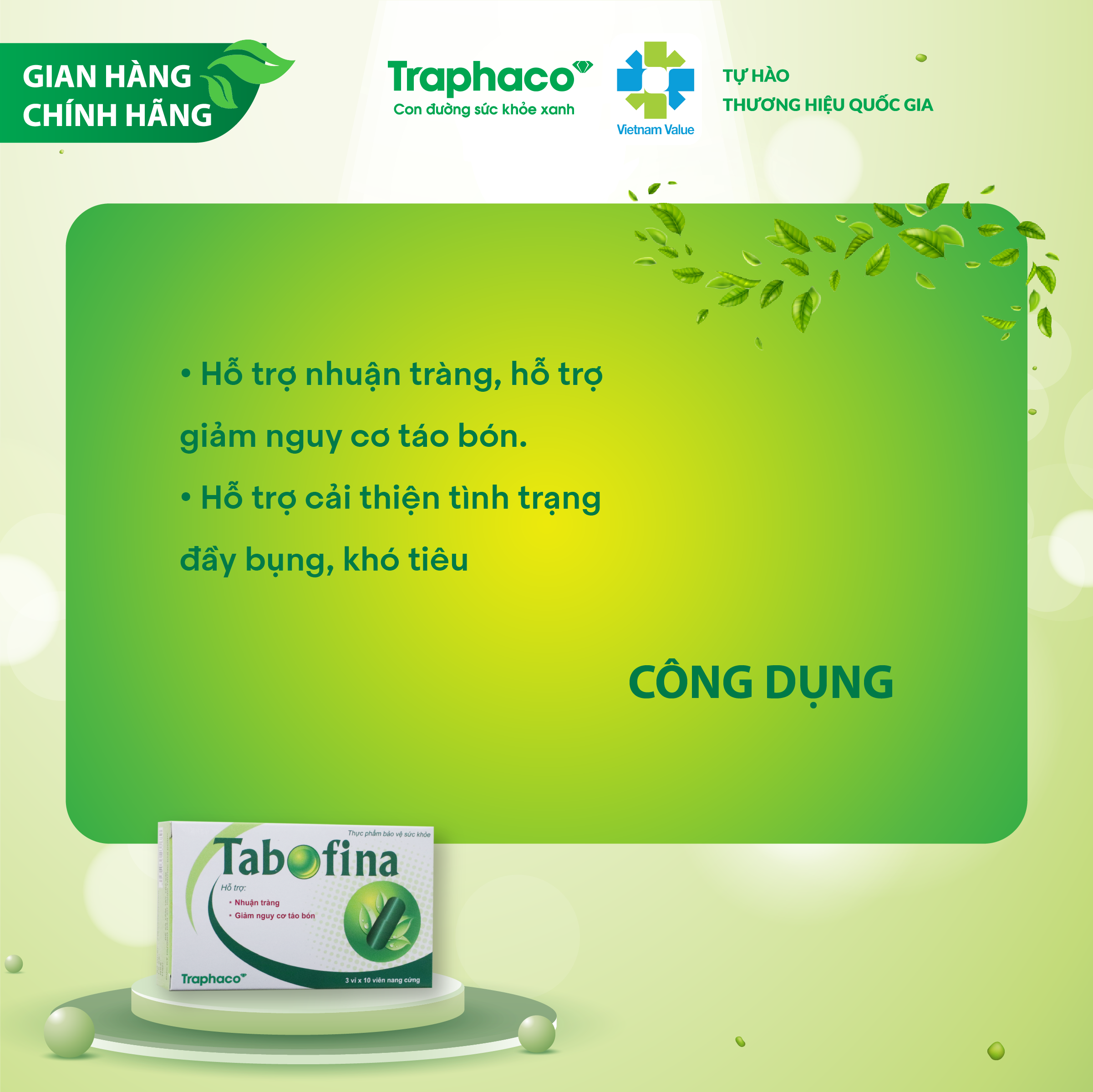 TABOFINA - NHUẬN TRÀNG - GIẢM NGUY CƠ TÁO BÓN