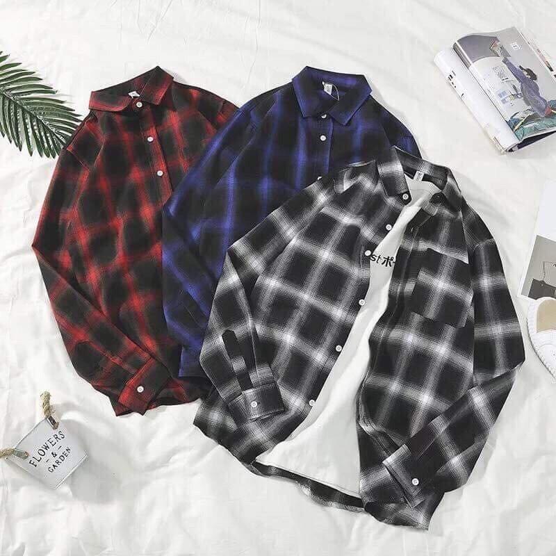 áo sơ mi caro flannel sọc 4 màu